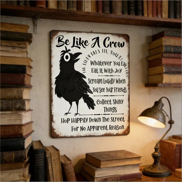 🔥HOT SALE 49% OFF🐦⬛Be Like A Crow Vintage Metal Sign – Funny Positive Wall Art✨