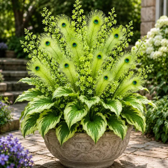 Peacock Flame Hosta Artificial Flowers for Garden Decor