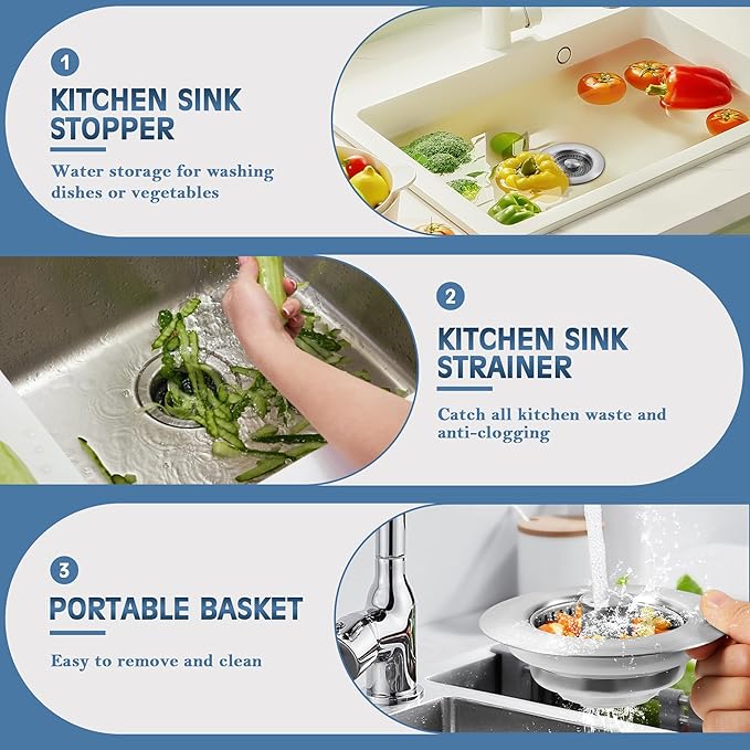 🔥LAST DAY 49% OFF-Sophisticated 3-in-1 kitchen sink drain strainer