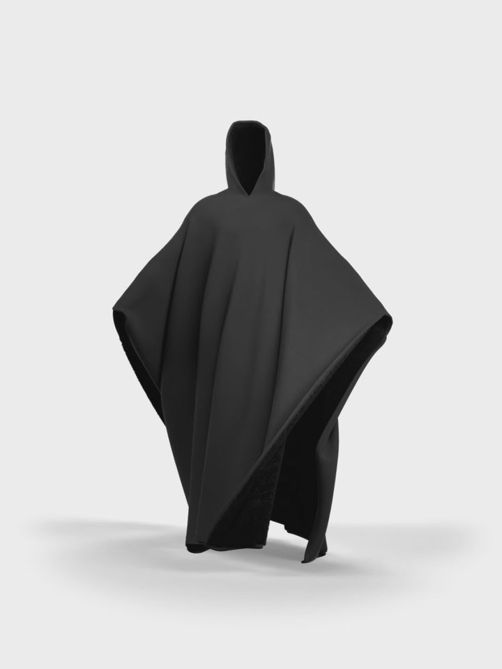 Loose cloak with hood