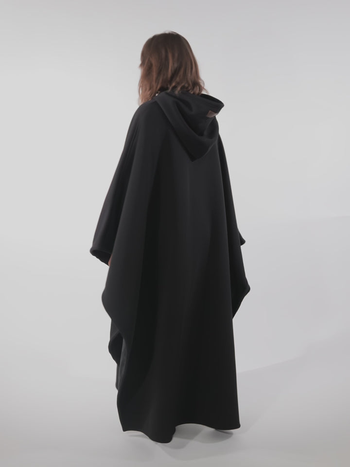 Loose cloak with hood