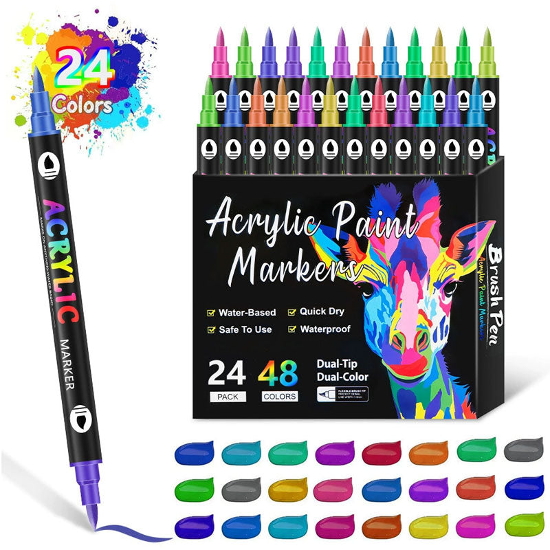 Dual Tip Acrylic Paint Pen Marker - 24/48/72 Colours/Dual Tip Acrylic Paint Pen Marker - 24/48/72/120 Colours