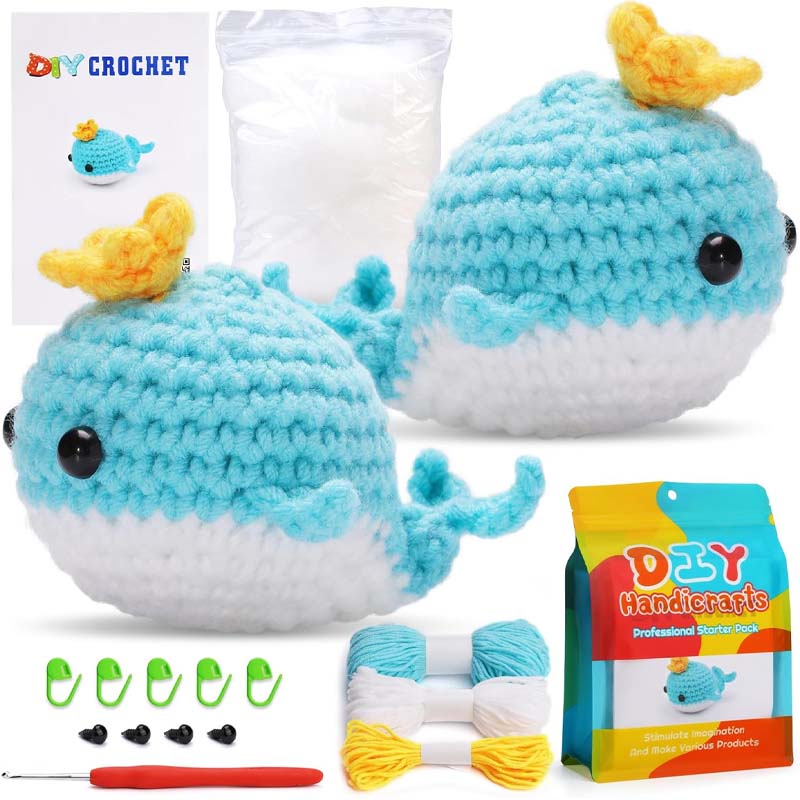 DIY crochet kit: wool doll whale