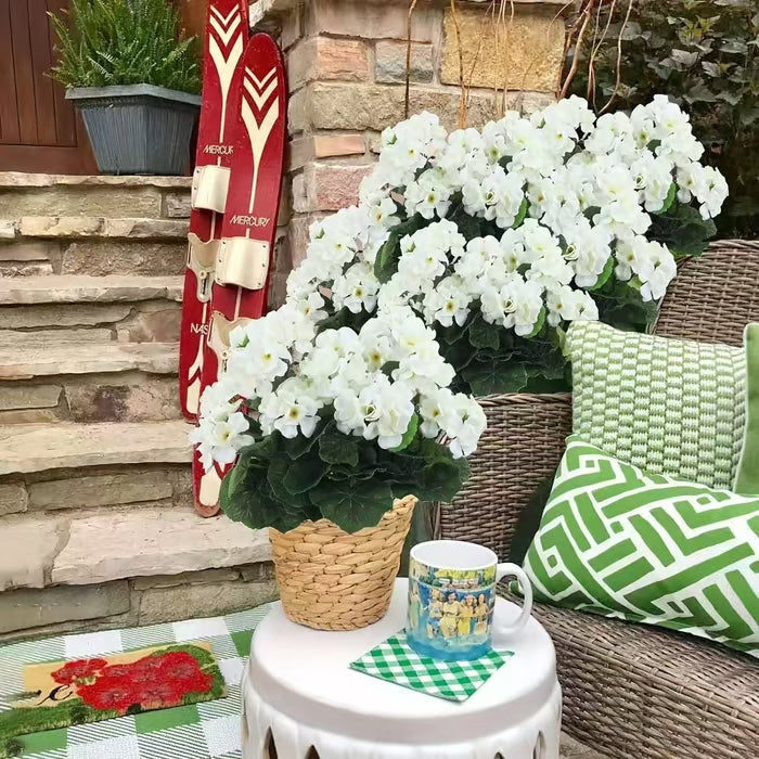 UV-resistant artificial geraniums – Red artificial flowers for patios, gardens and home décor