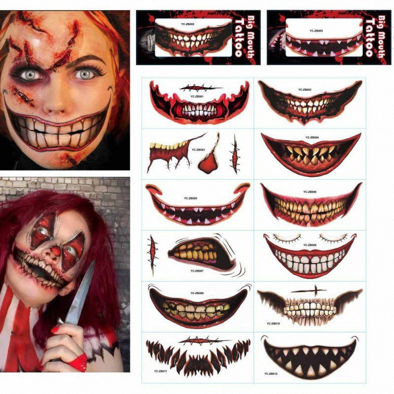 Halloween Big Mouth Tattoo Stickers😈Realistic & Easy To Remove