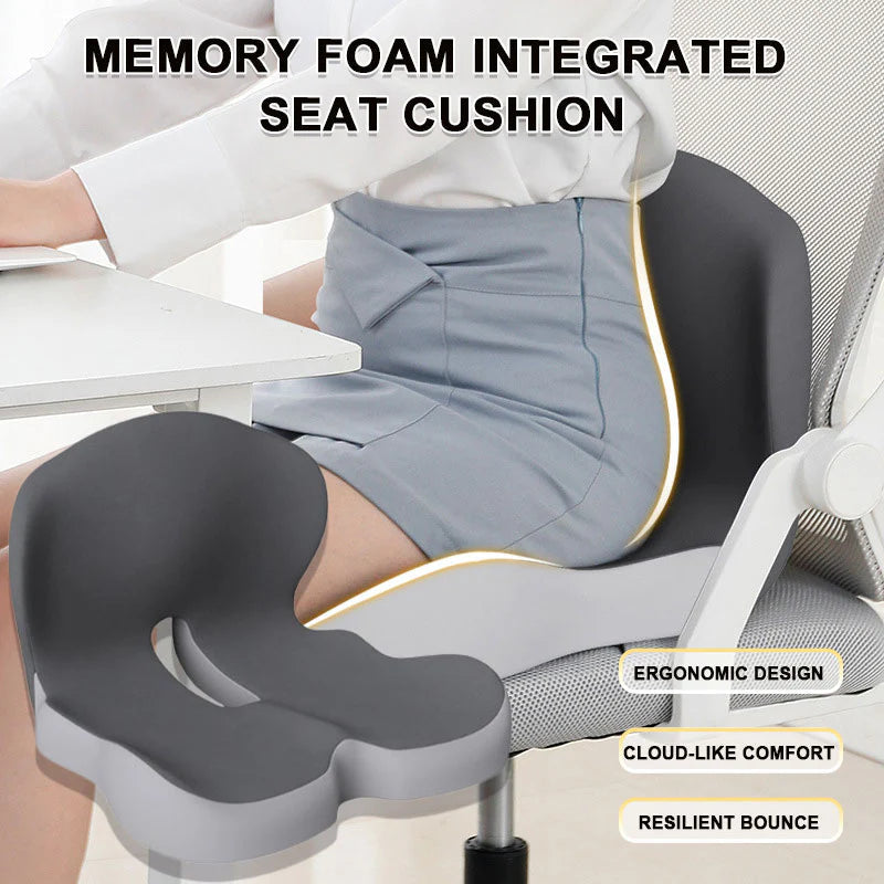 Memory foam seat cushion with backrest – 2-in-1 comfort