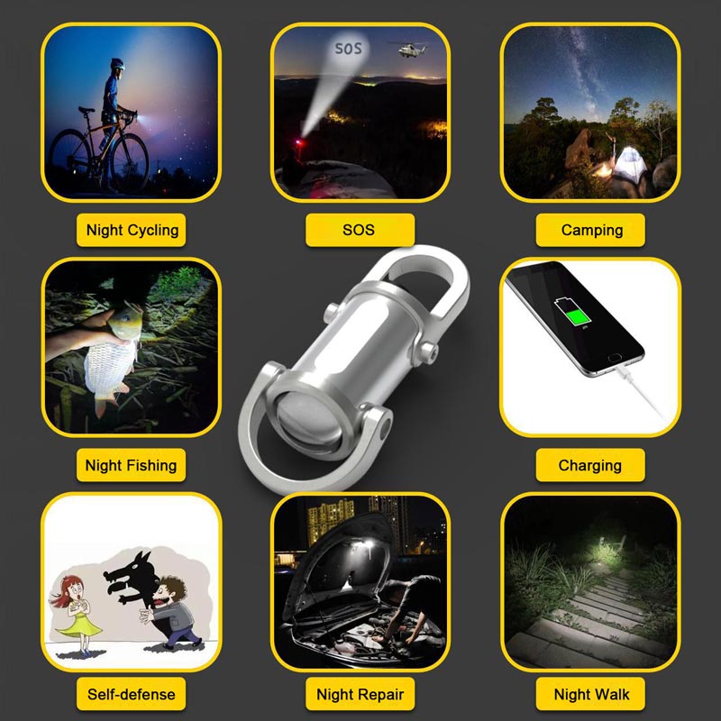 1200LM Ultra Bright Miniature Keychain Flashlight, Waterproof