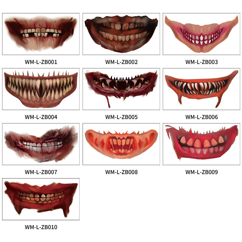 Halloween Big Mouth Tattoo Stickers😈Realistic & Easy To Remove