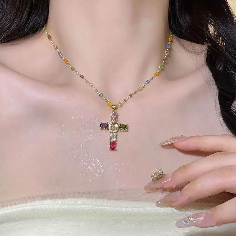 ✨Colorful Zirconia Cross Necklace ✨