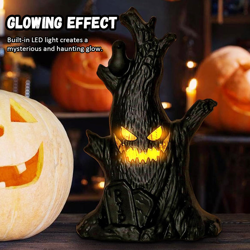 Glowing Halloween Ghost Tree Stump