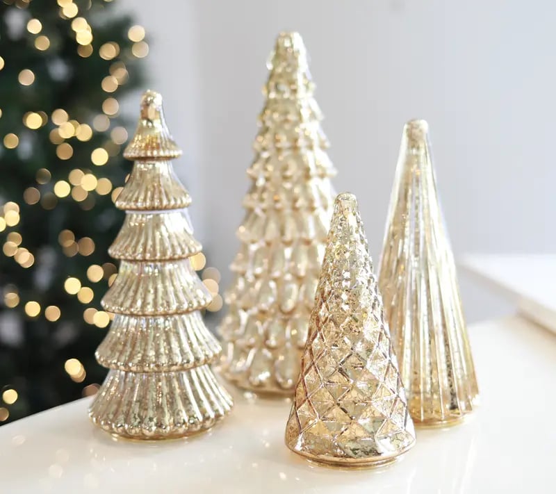 ✨ Shimmering Christmas – 5-Piece Crystal Glass Tree Set with Lights✨