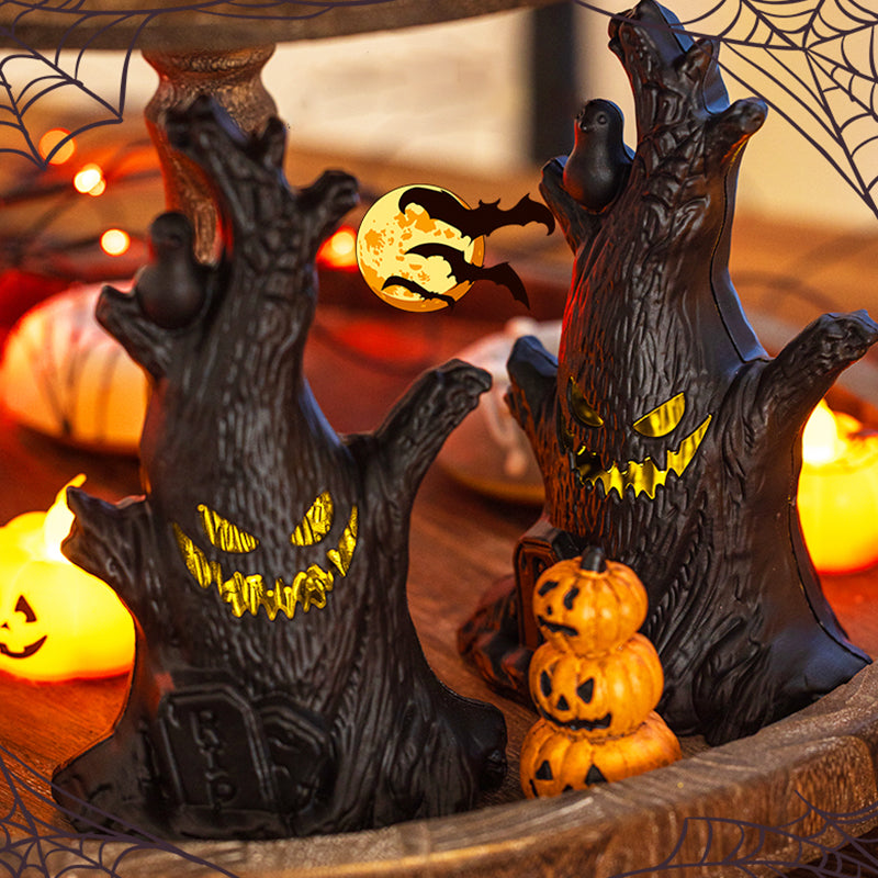 Glowing Halloween Ghost Tree Stump