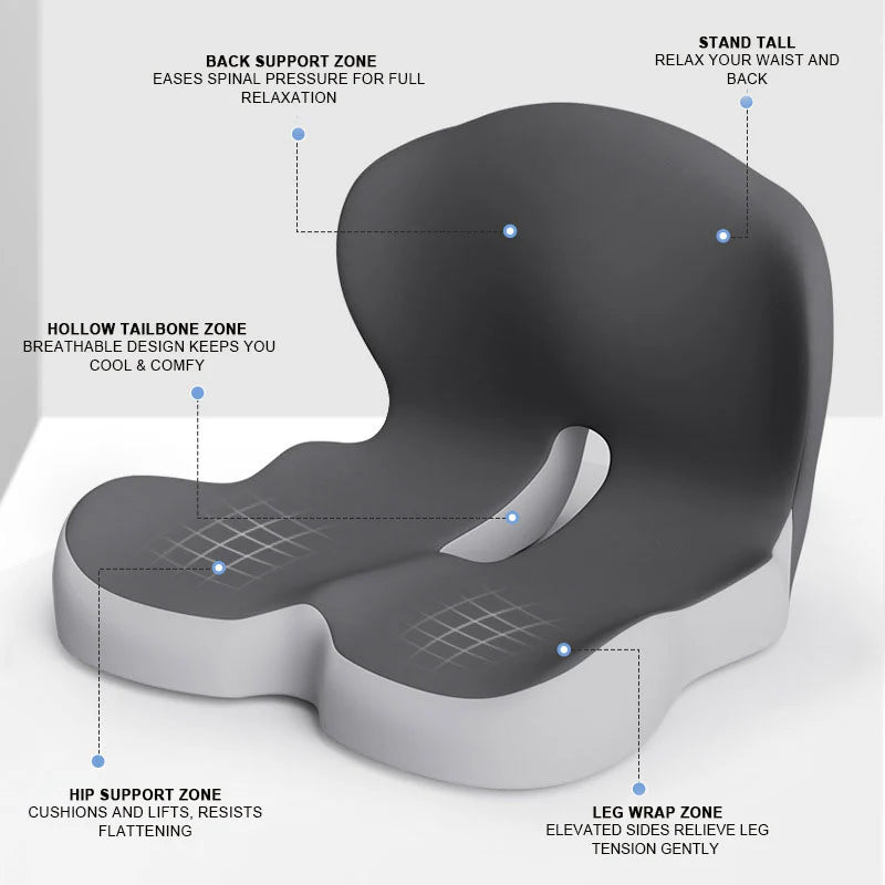 Memory foam seat cushion with backrest – 2-in-1 comfort