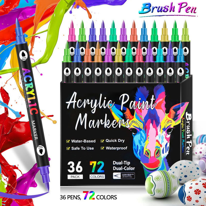 Dual Tip Acrylic Paint Pen Marker - 24/48/72 Colours/Dual Tip Acrylic Paint Pen Marker - 24/48/72/120 Colours