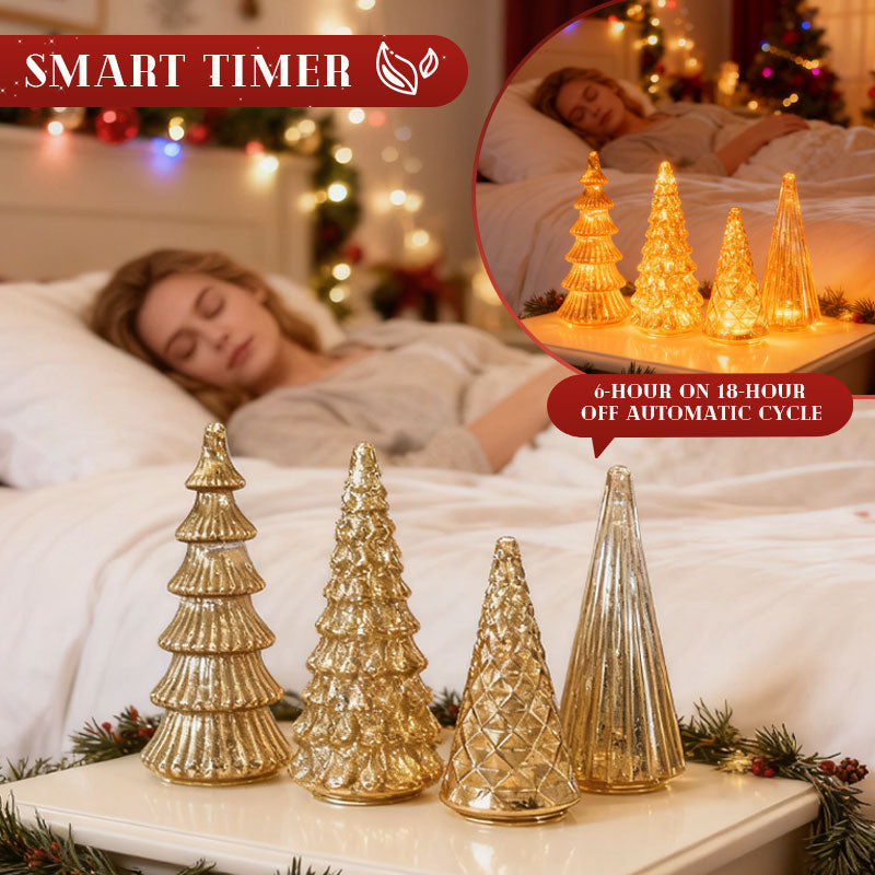 ✨ Shimmering Christmas – 5-Piece Crystal Glass Tree Set with Lights✨