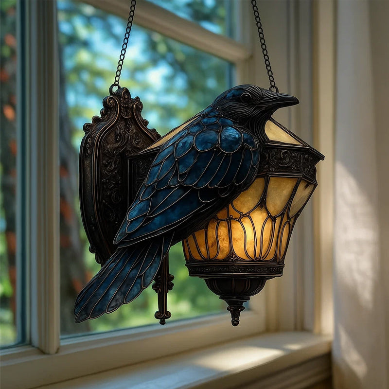Wicker lantern in stained glass