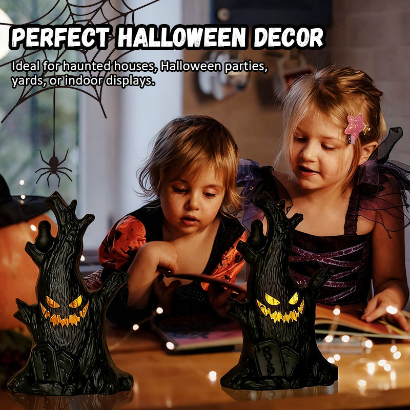 Glowing Halloween Ghost Tree Stump