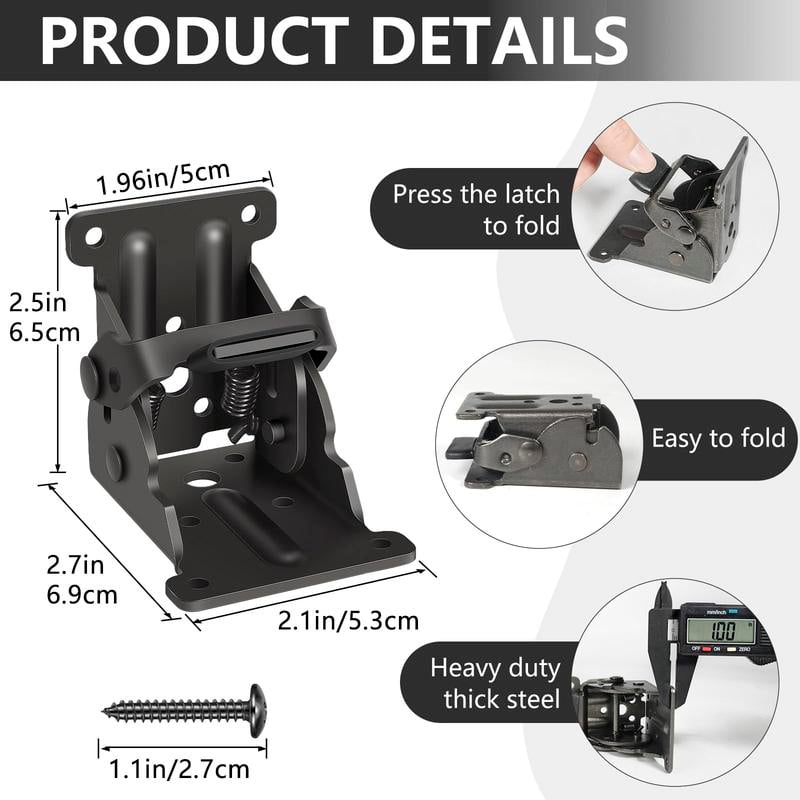 Heavy-duty collapsible brackets with 90° lock - space-saving steel hinges