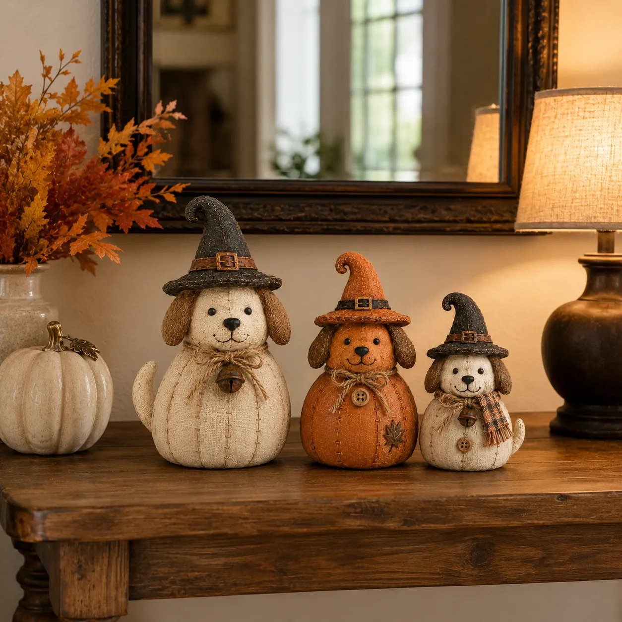 Vintage Witch Cat & Dog Decor Set
