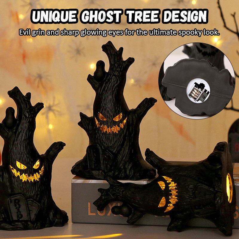 Glowing Halloween Ghost Tree Stump