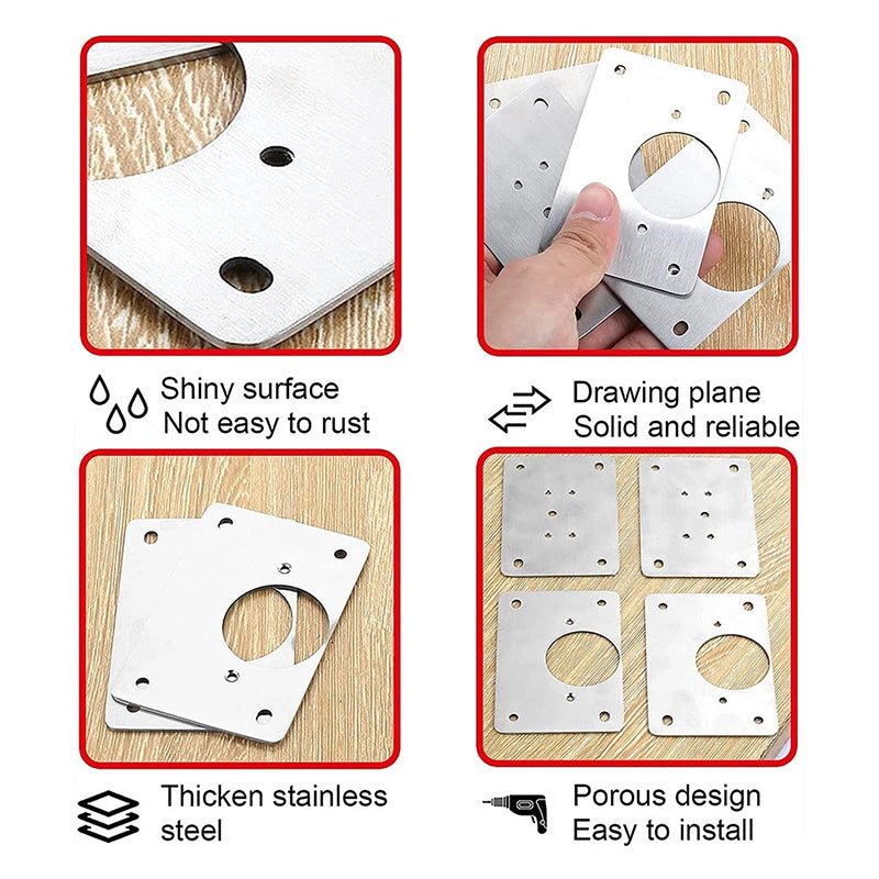 Stainless Steel Cabinet Hinge Repair Kit – Universal Mounting Plates with Screws