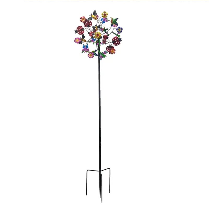 ☀️2026 HOT SALE 49% OFF🌀Outdoors Solar Wind Spinners with Decorative Flowers🌸(Includes bracket)87cm