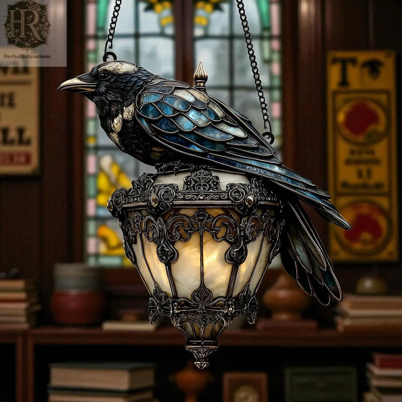 Wicker lantern in stained glass