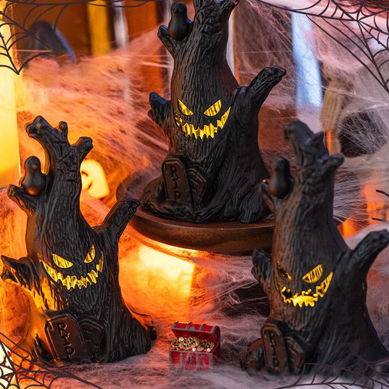 Glowing Halloween Ghost Tree Stump