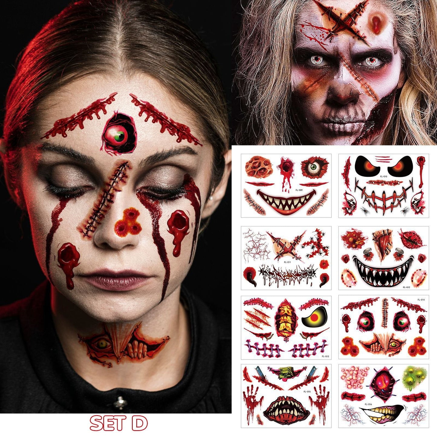 Halloween Big Mouth Tattoo Stickers😈Realistic & Easy To Remove