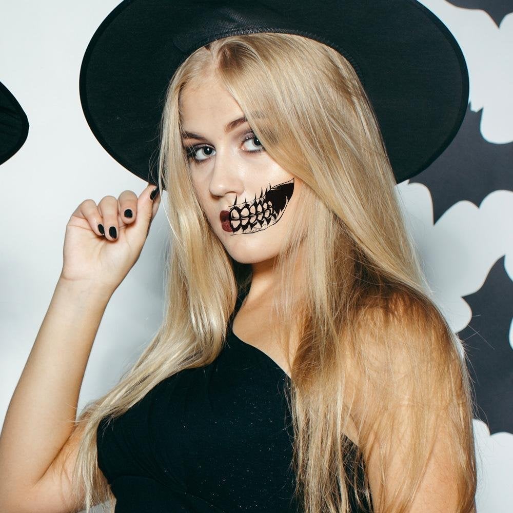 Halloween Big Mouth Tattoo Stickers😈Realistic & Easy To Remove