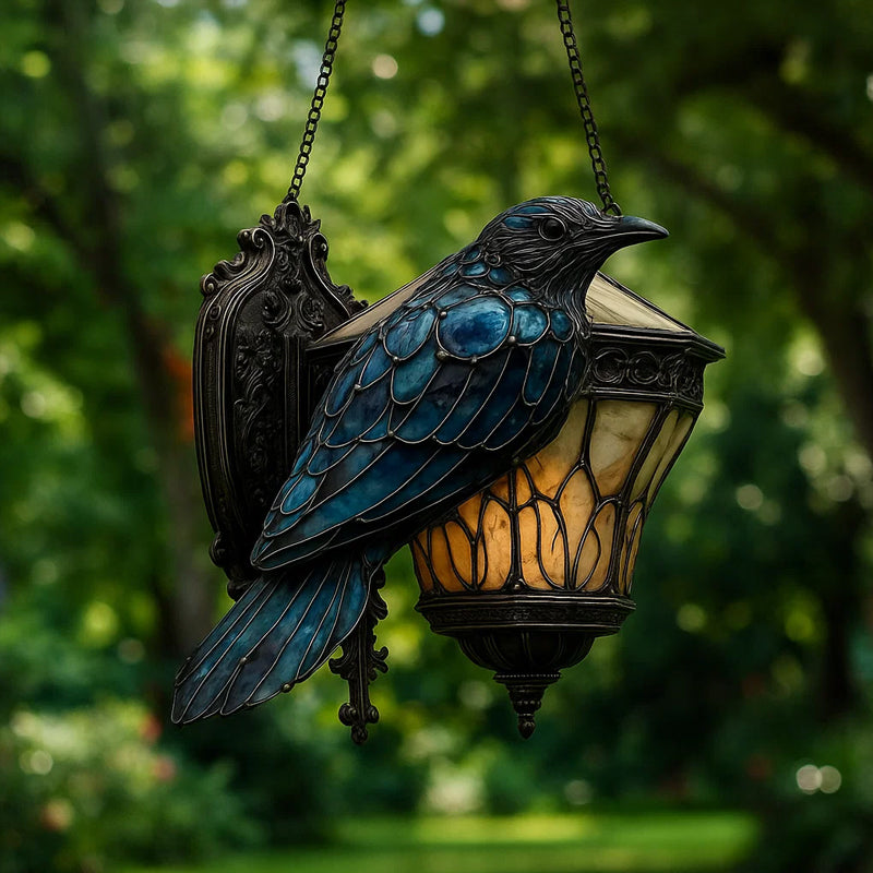 Wicker lantern in stained glass