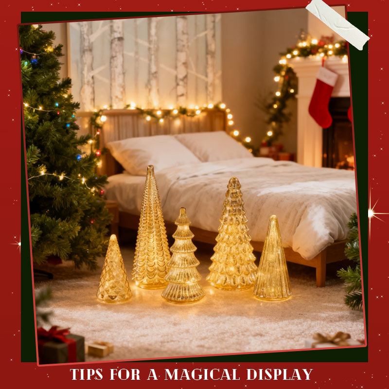 ✨ Shimmering Christmas – 5-Piece Crystal Glass Tree Set with Lights✨