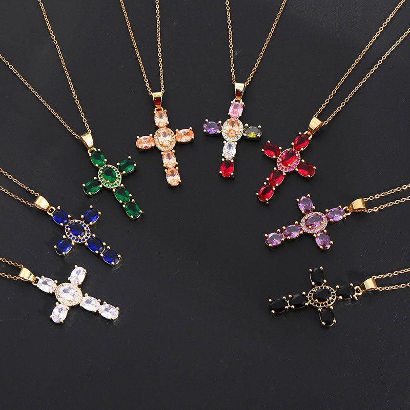 ✨Colorful Zirconia Cross Necklace ✨
