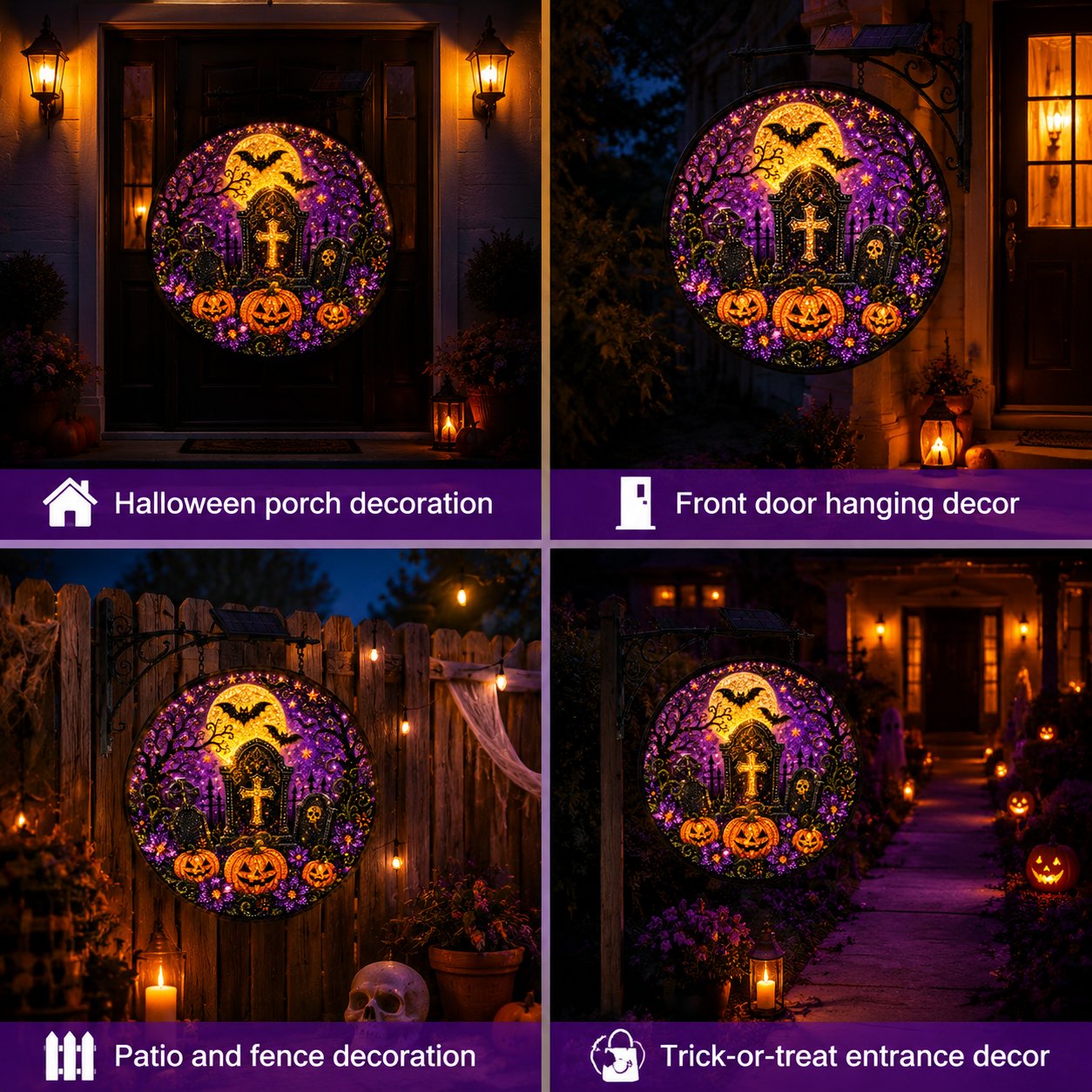 ๐ Solar Halloween LED Hanging Sign Light ๐ป