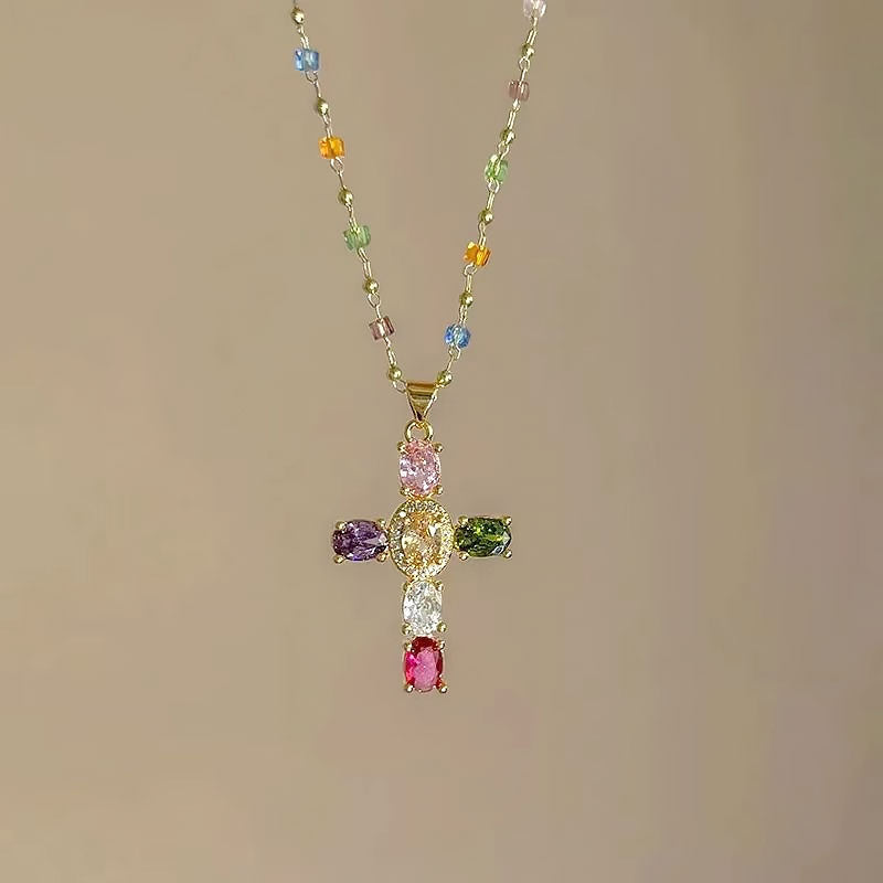 ✨Colorful Zirconia Cross Necklace ✨
