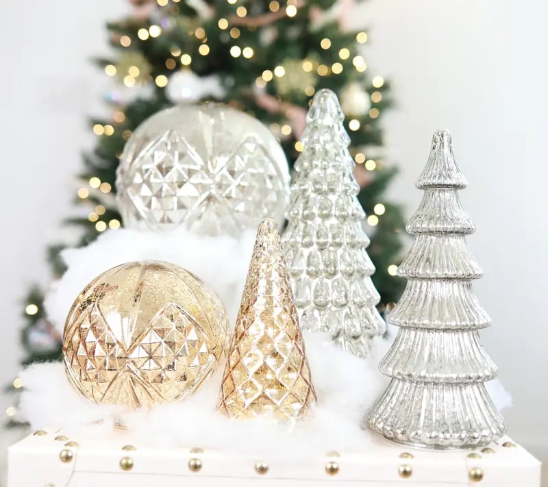 ✨ Shimmering Christmas – 5-Piece Crystal Glass Tree Set with Lights✨