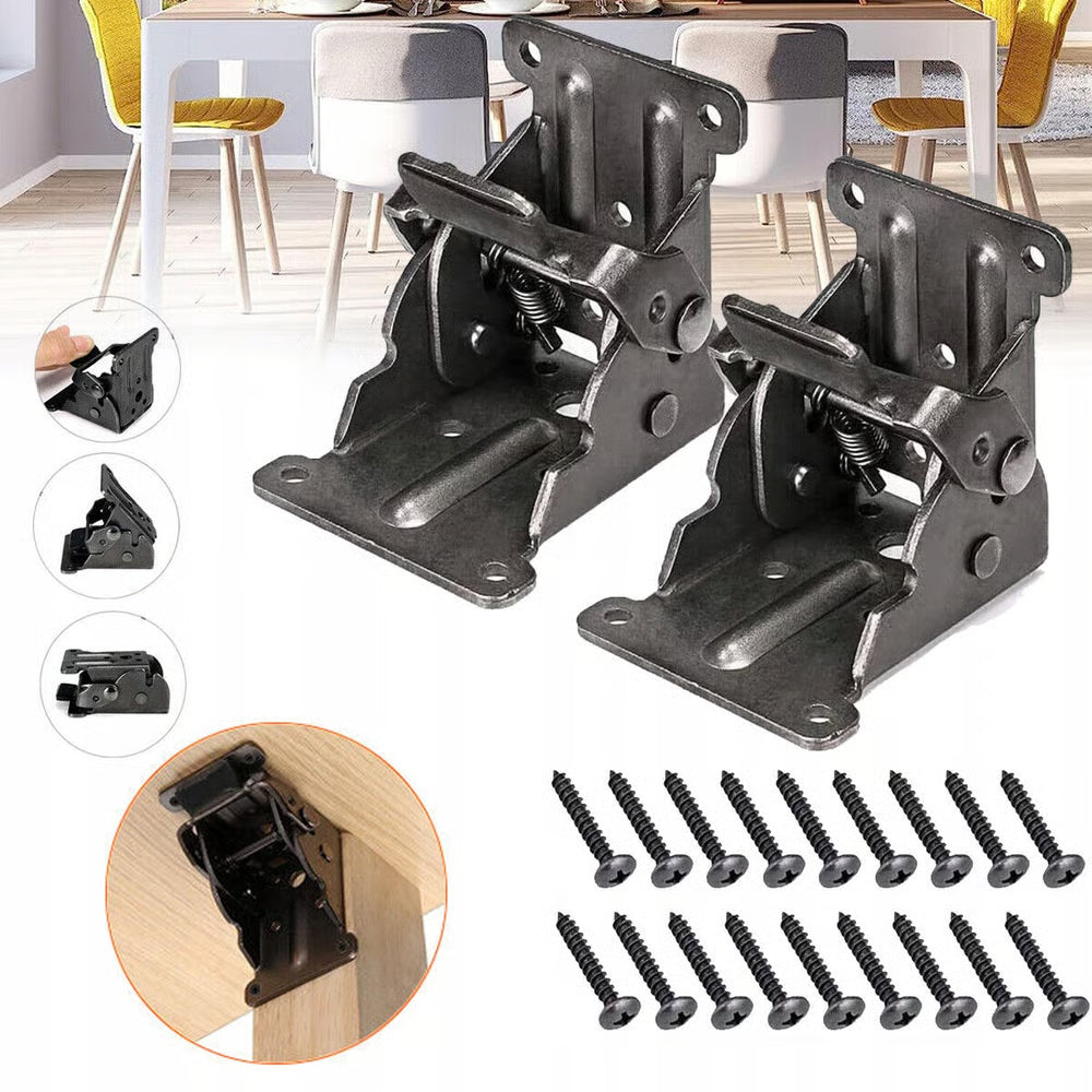 Heavy-duty collapsible brackets with 90° lock - space-saving steel hinges