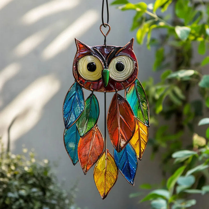 Coloured owl pendants