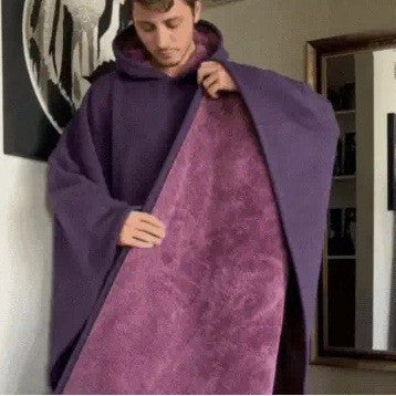 Loose cloak with hood