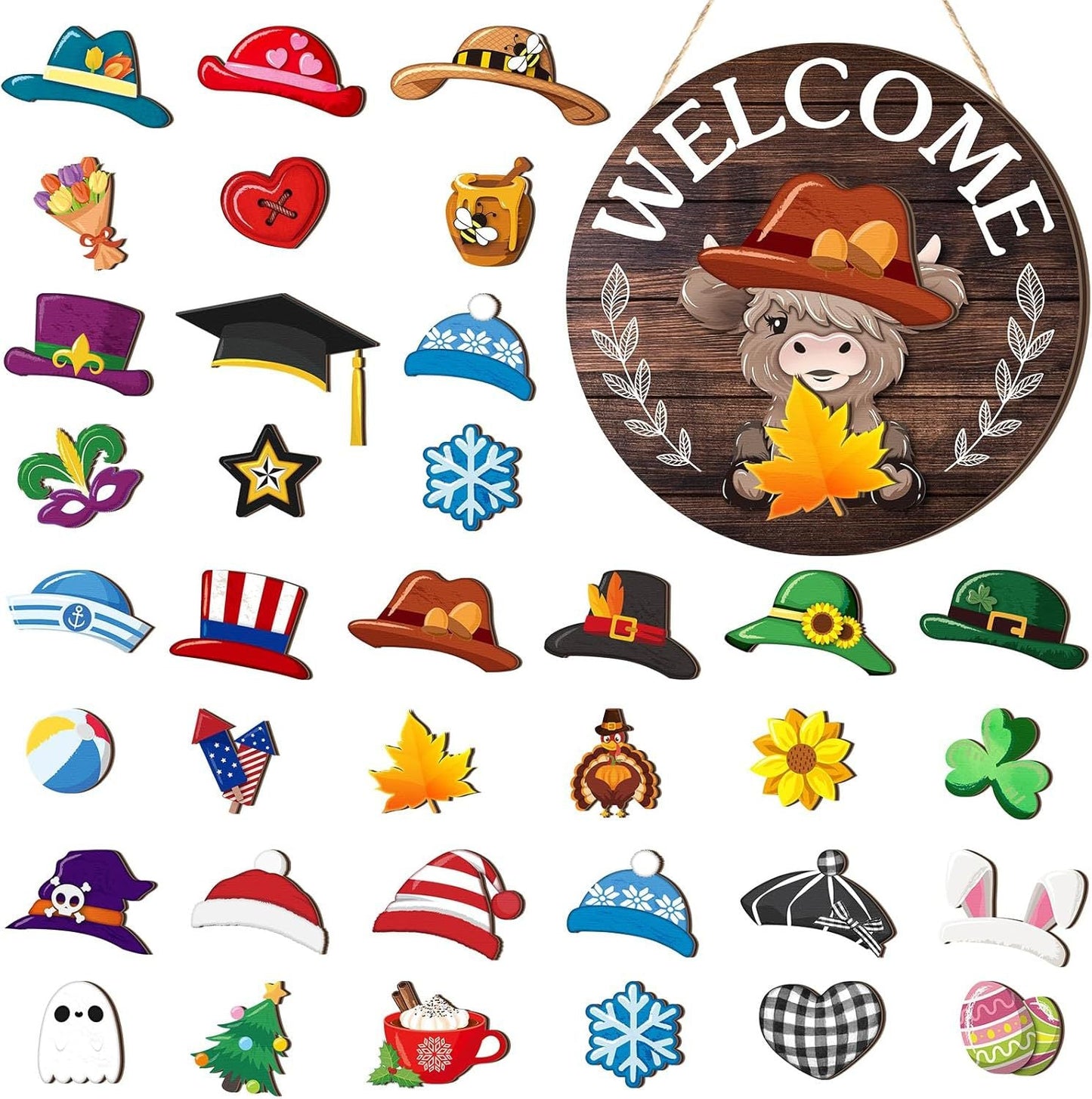 ๐ 2025 New Wooden Interchangeable Holiday Sign๐๐๐ธ๐