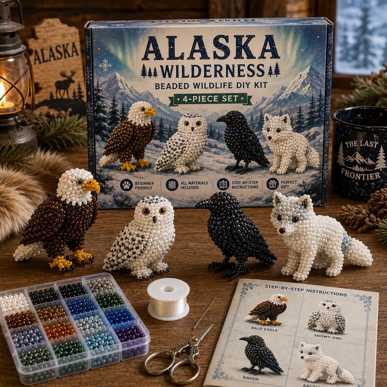 Wildlife Beading DIY Kit – 4-piece Handmade Animal Craft Set (💖Suitable for beginners)