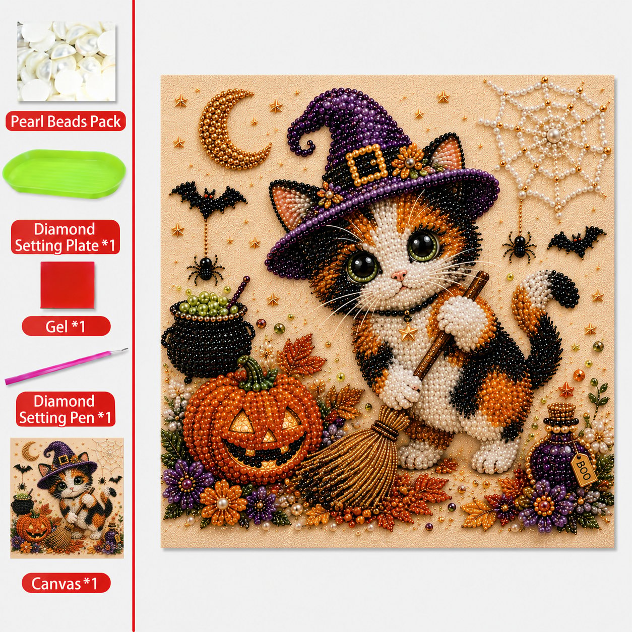 🐈⬛🎃DIY Halloween Cat Pearl Bead Painting Kit