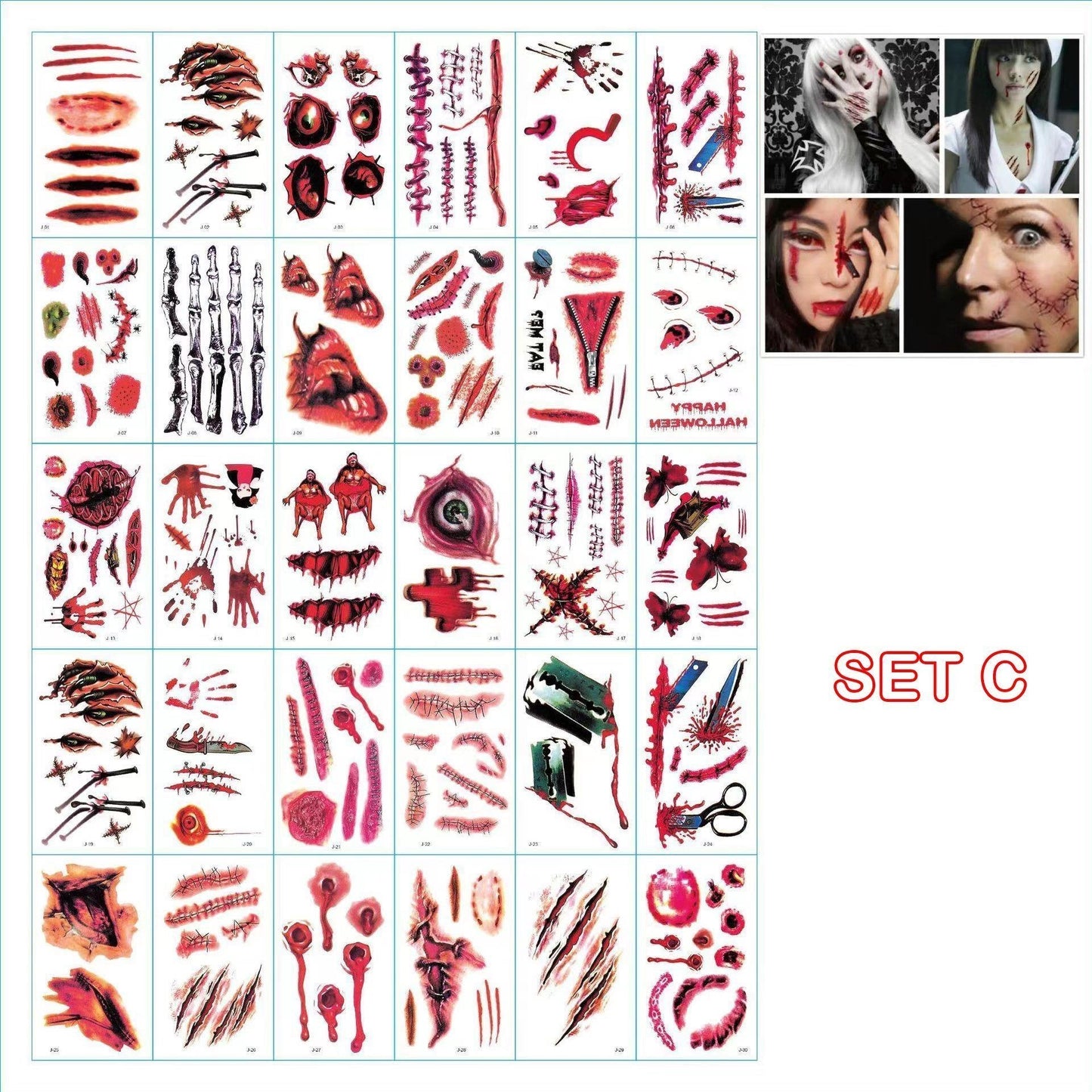 Halloween Big Mouth Tattoo Stickers😈Realistic & Easy To Remove