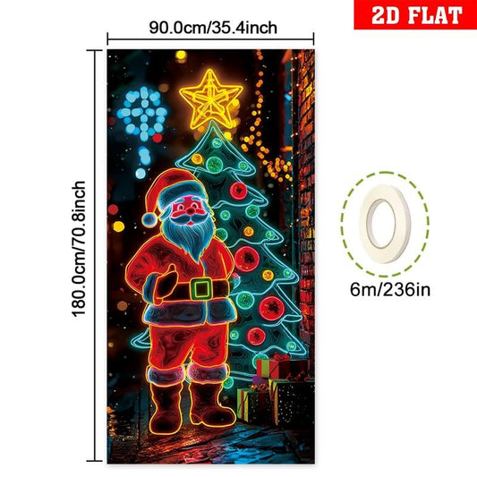 Fluorescent Christmas Door Cover Party Banner