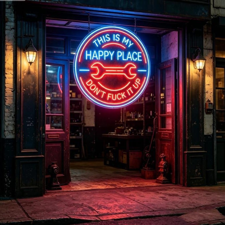 š„Last Day 50% OFF - ā”š ļøThis Is My Happy Place Neon Garage Sign