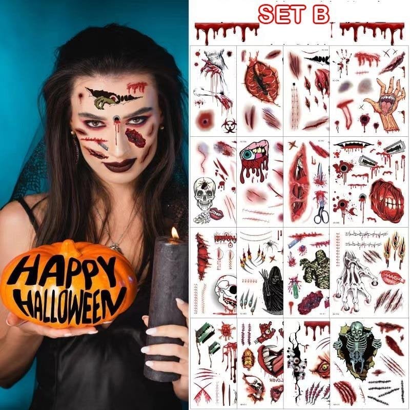 Halloween Big Mouth Tattoo Stickers😈Realistic & Easy To Remove