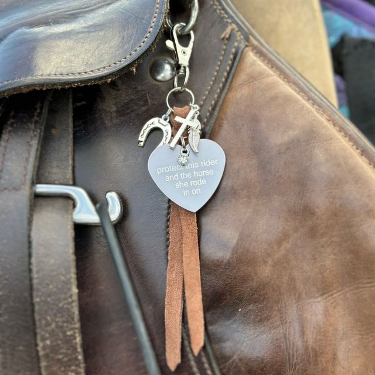 Personalized Saddle Heart Engraved Pendant