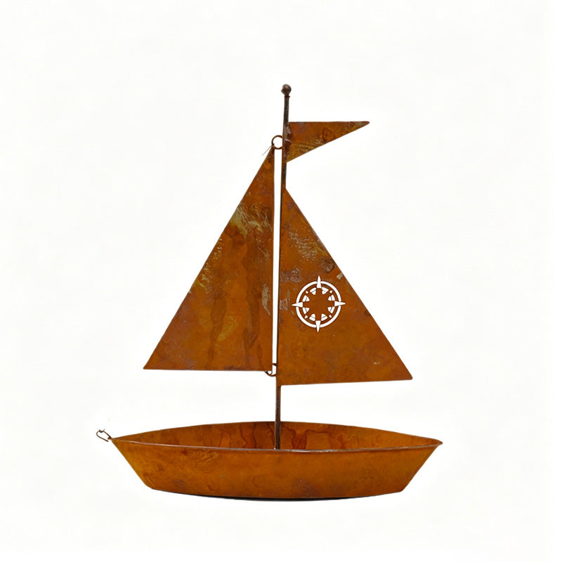 ⛵ 50% OFF NOW! 🌱 Rustic Sailboat Metal Planter – Handcrafted 🏡