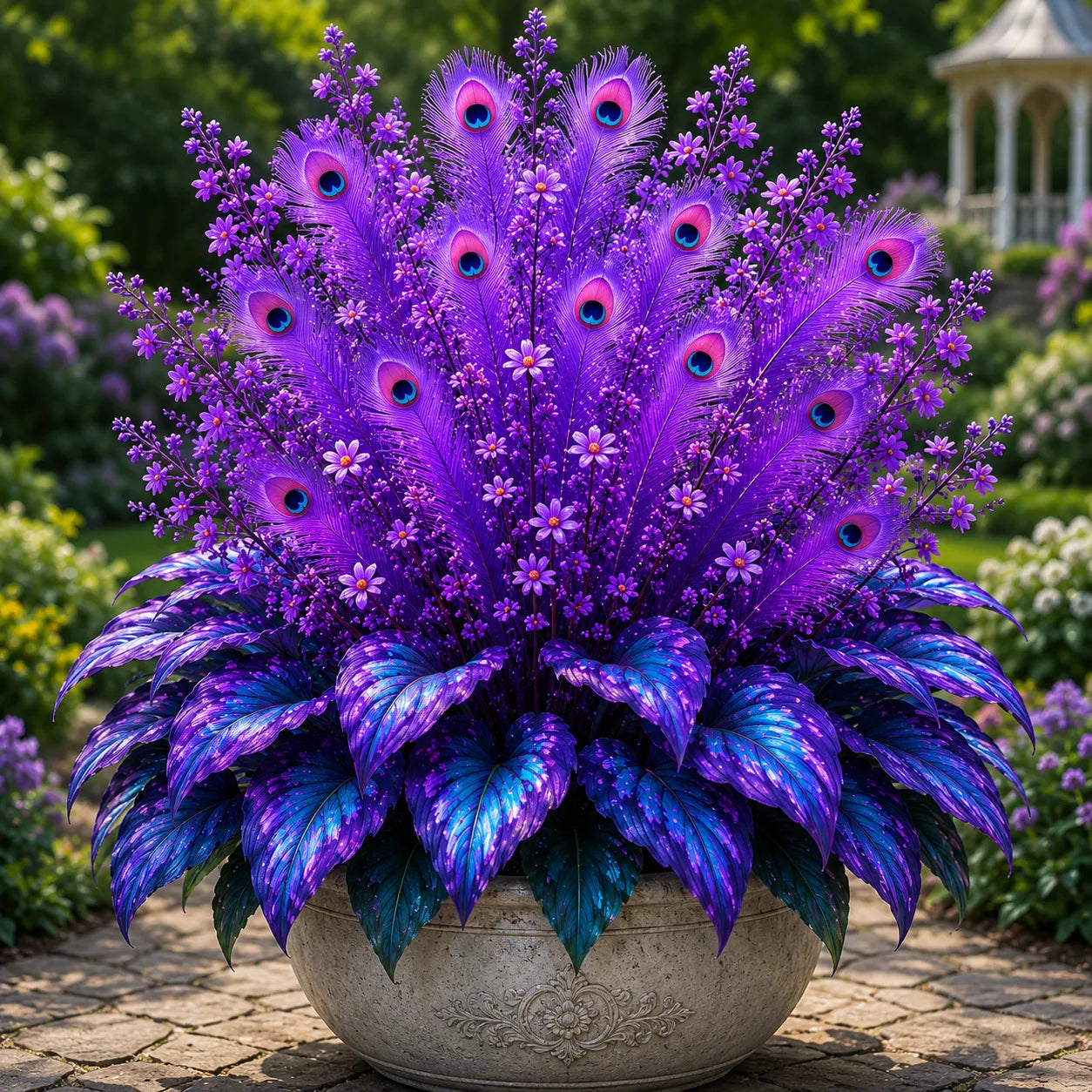 Peacock Flame Hosta Artificial Flowers for Garden Decor