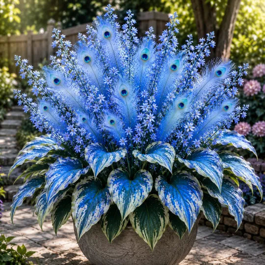 Peacock Flame Hosta Artificial Flowers for Garden Decor